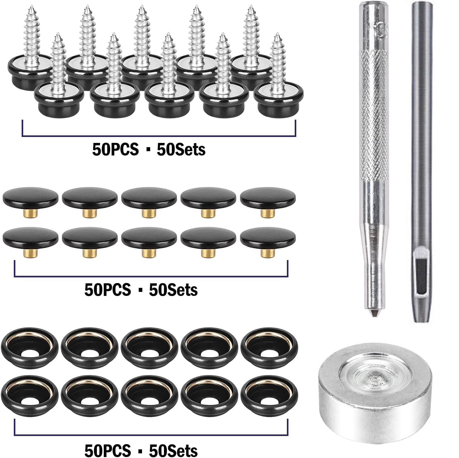 Screw Snap Fastener Stainless Steel Boat Canvas Press Stud Cover Button Kit