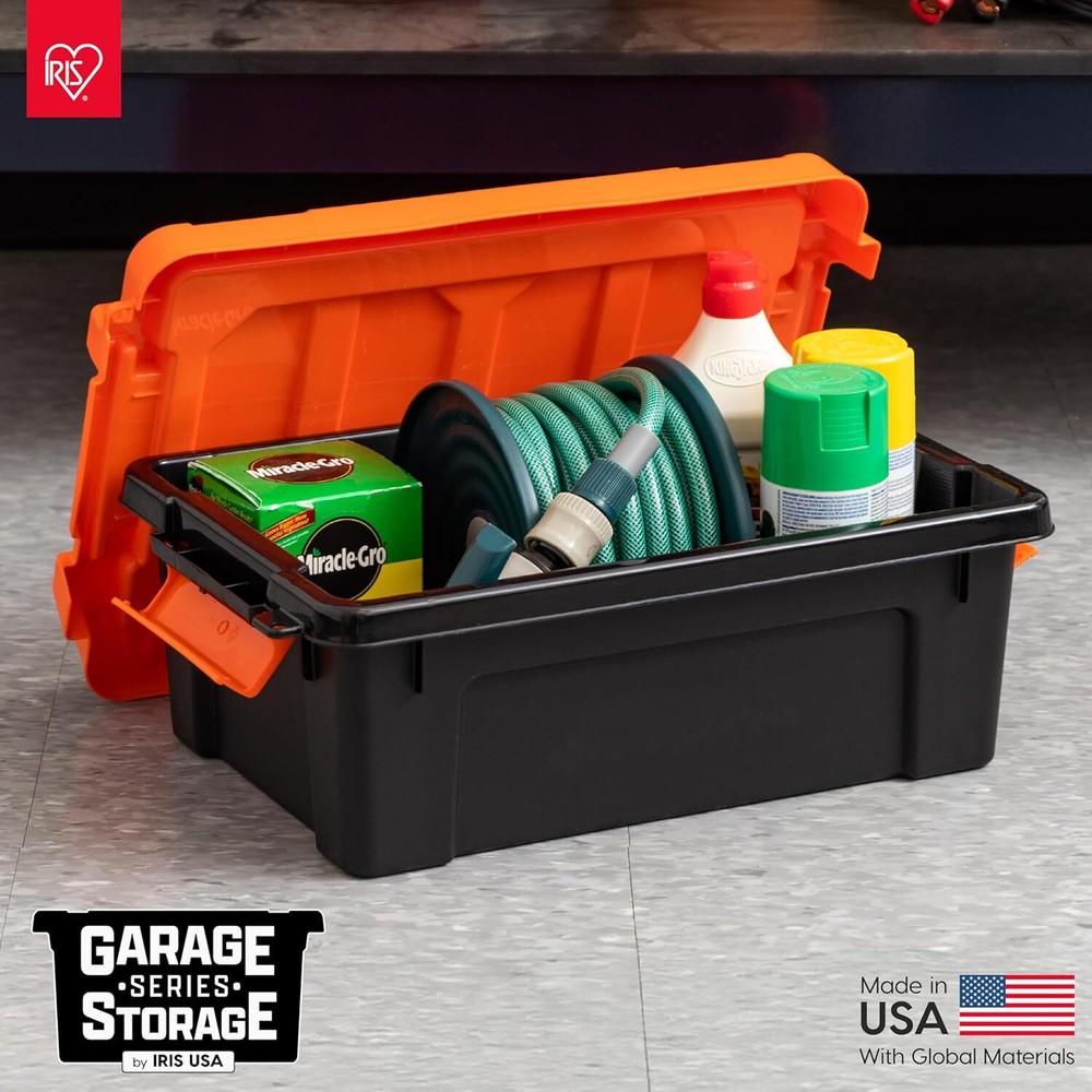 Lockable Storage Box with Lid, 2-Piece, Heavy Duty, Stackable Containers