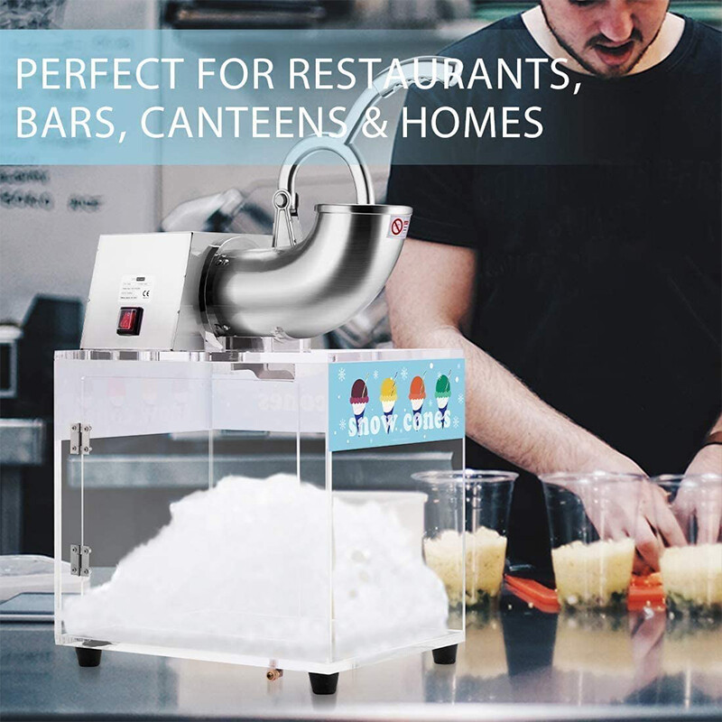 440lbs/h Electric Snow Cone Machine Ice Shaver Maker Shaving Crusher Dual Blades