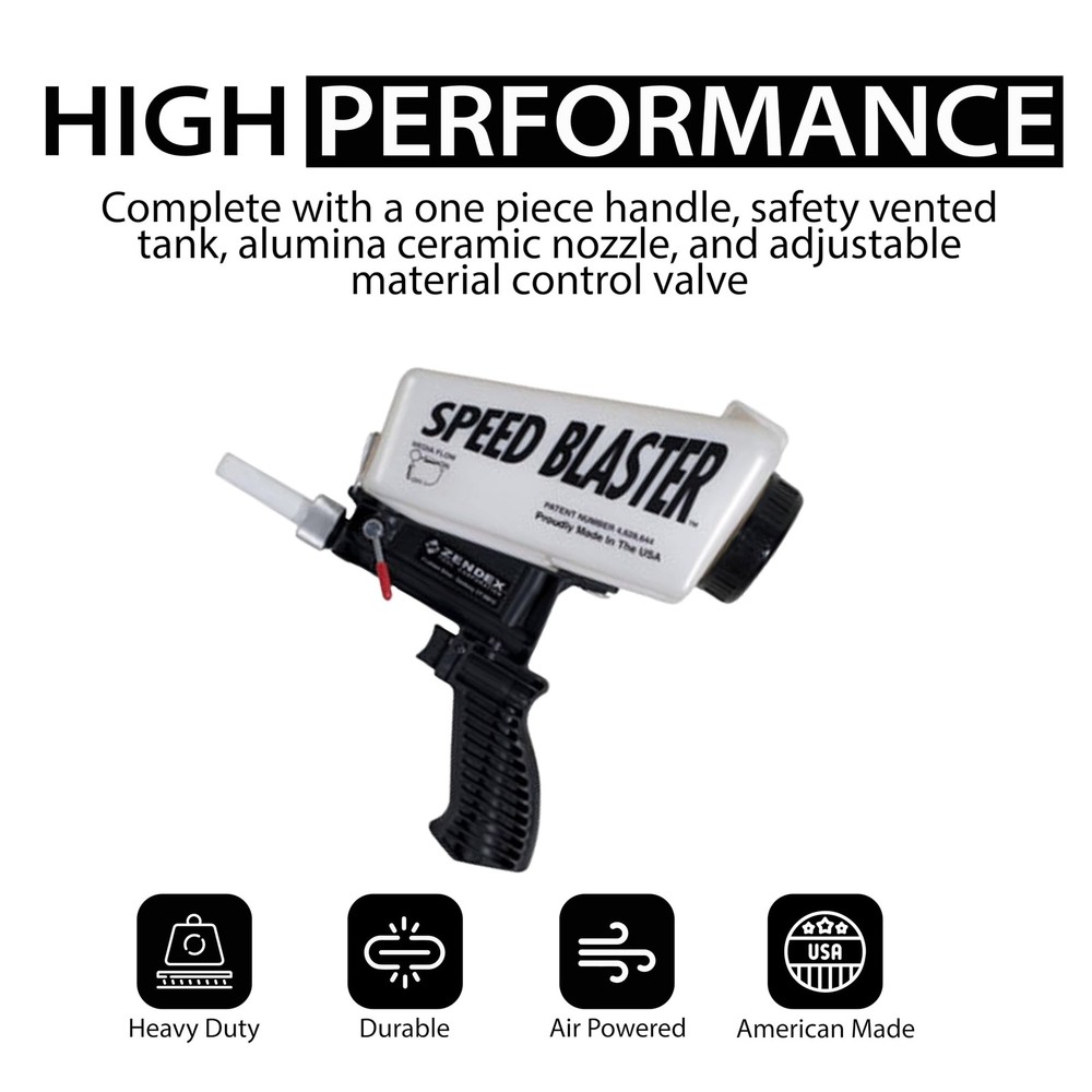 Zendex Tool - SpeedBlaster Portable Media Blaster in White - Handheld Sand Bl...