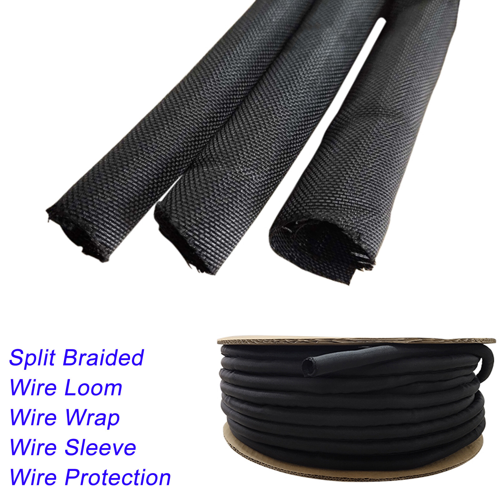 Split Wire Loom Mesh Cable Sleeving Management Wiring Harness Wrap Lot