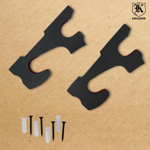 Double Sword Wall Mount | Katana/Samurai Wall Display Holder | Matte Black