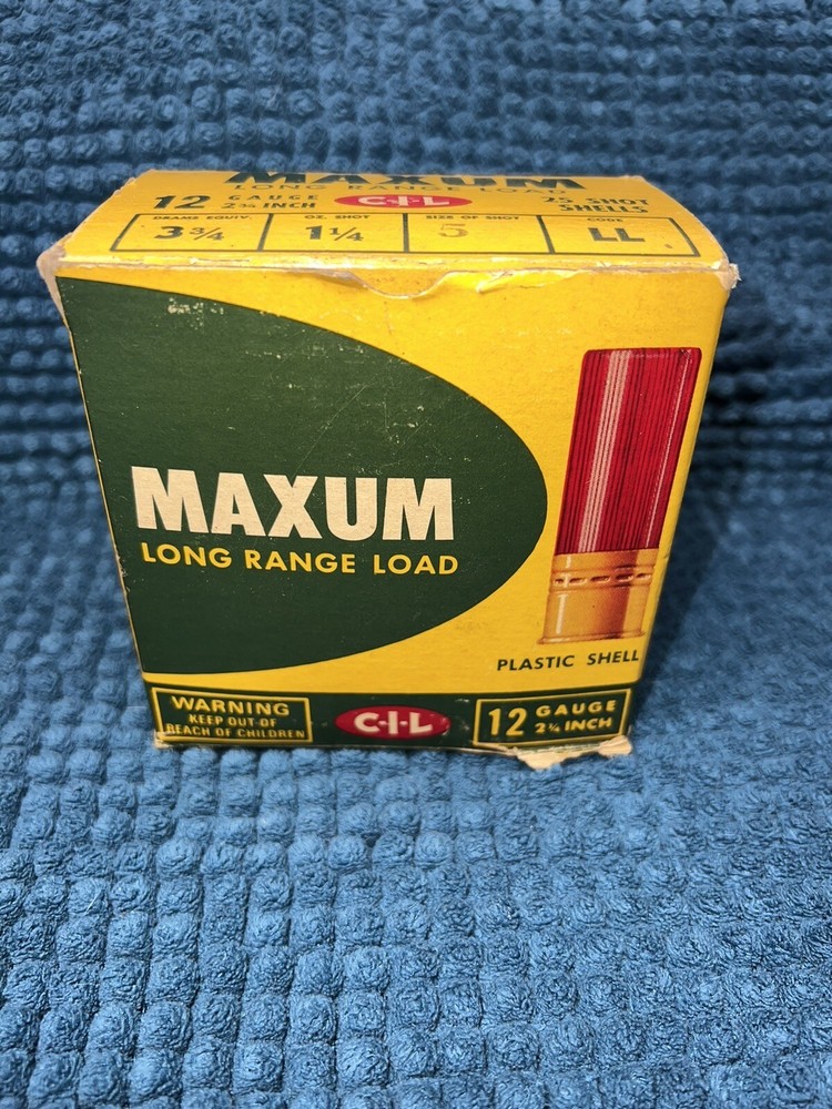 Vintage C I L Maxum Long Range Load 12ga EMPTY Shotgun Shell Box