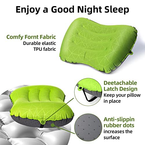 Camping Pillow, Lumbar Support, Ultralight/Comfortable/Ergonomic Pillow (Grey)