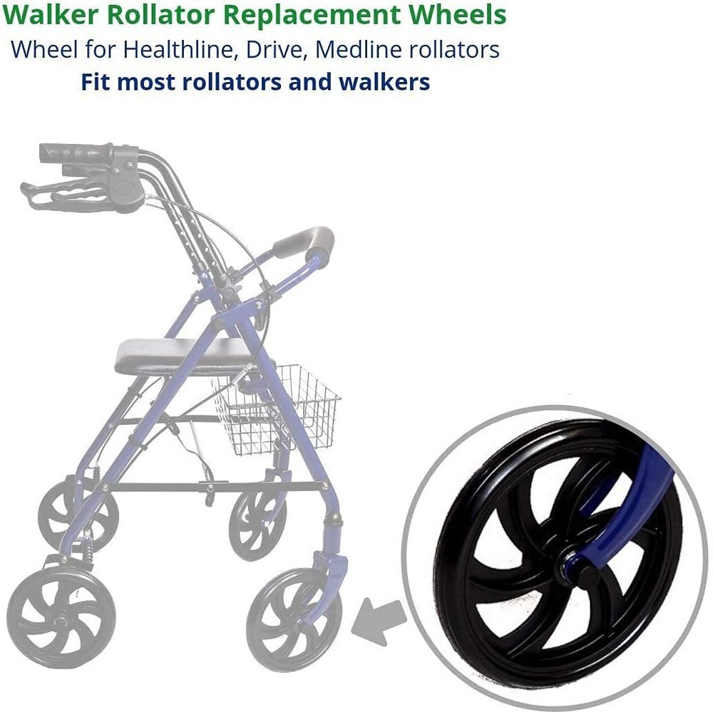 Walker Rollator Replacement 7.5" Wheels Black (1pis) (FRONT 1)