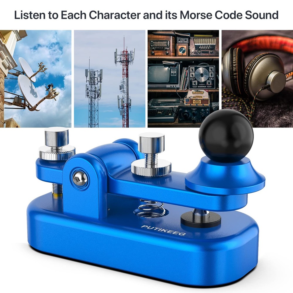 Mini Morse Radio Key CW HAM Send Telegram Double Paddle Morse Code Key with A...