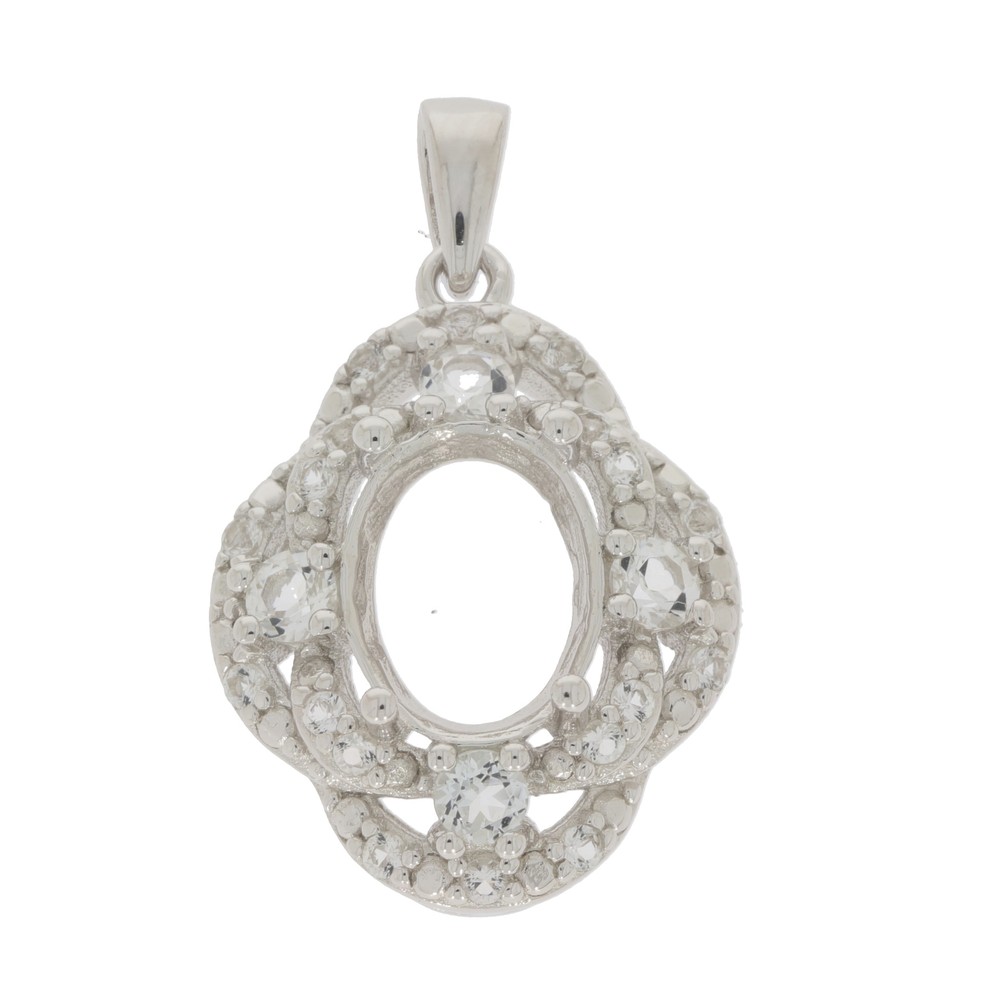 Sterling Silver Semi Mount Pendant Setting Oval OV 9x7mm