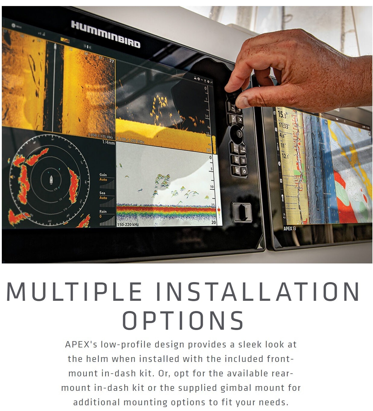 Humminbird APEX 13 MEGA SI+ GPS Chartplotter Bluetooth Fishfinder & Transducer