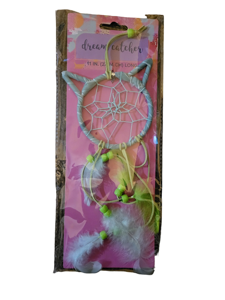 Kitty Cat Dream Catcher - Green - New