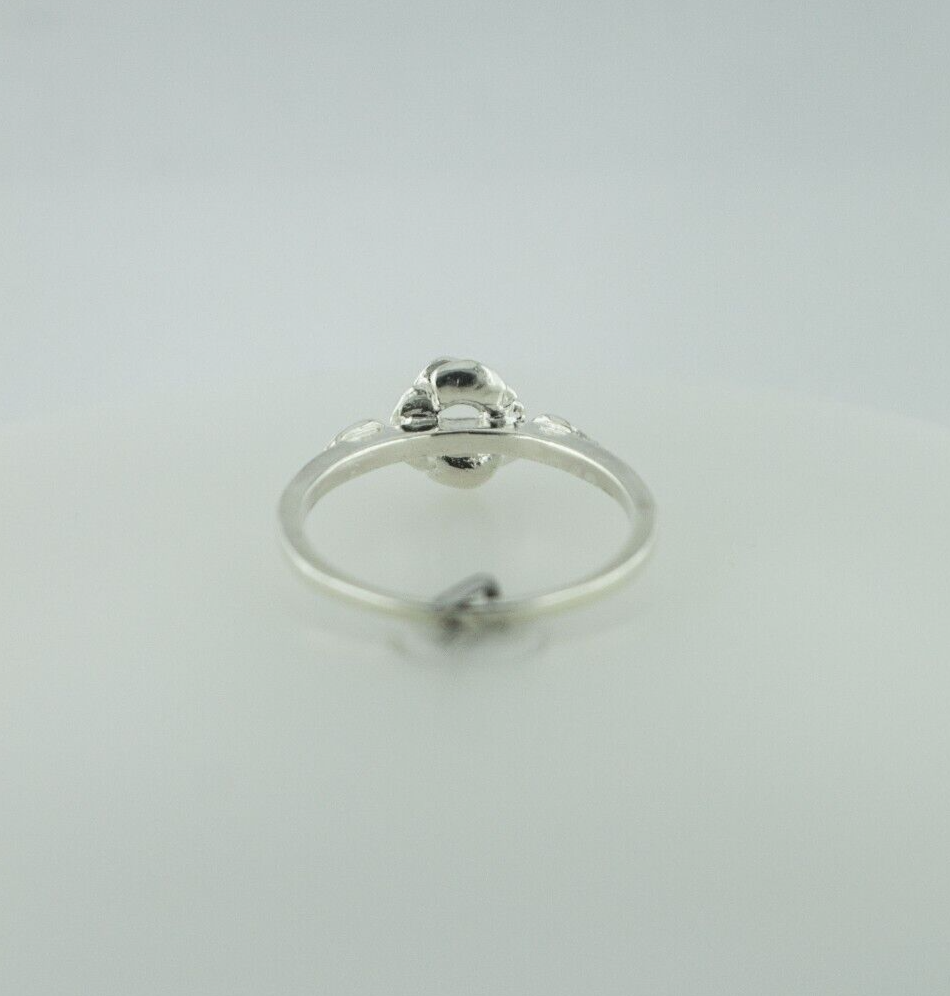3 mm Round Rose with Leaf Sterling Silver Ring Setting