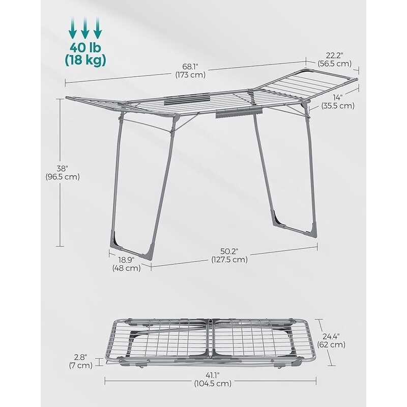Foldable Clothes Drying Rack Indoor Outdoor Space Saving Rust Resistant New