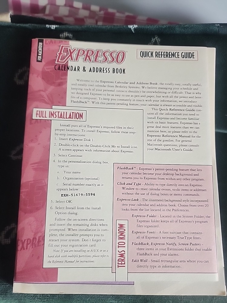 Expresso Reference Manual - Calendar and Address Book Berkeley systems