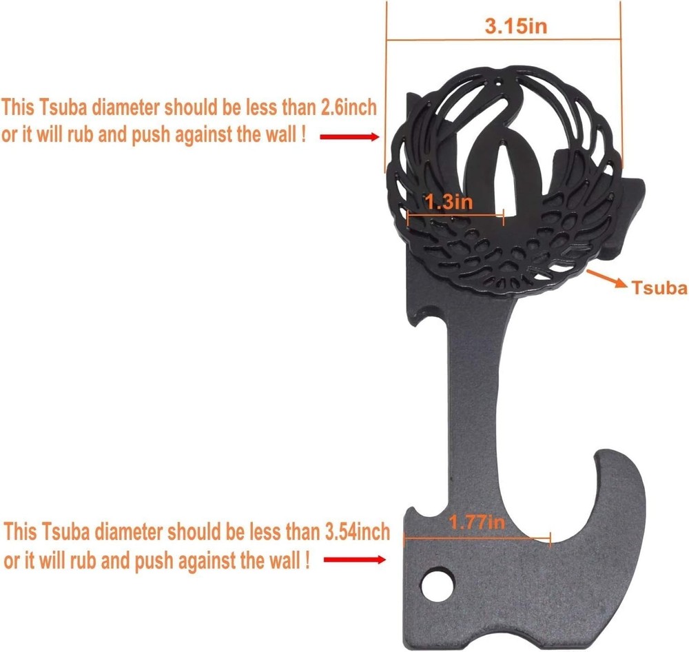 2/Set Sword Hook Wall Mount Samurai Sword Hanger Display Holder Adjustable fo...