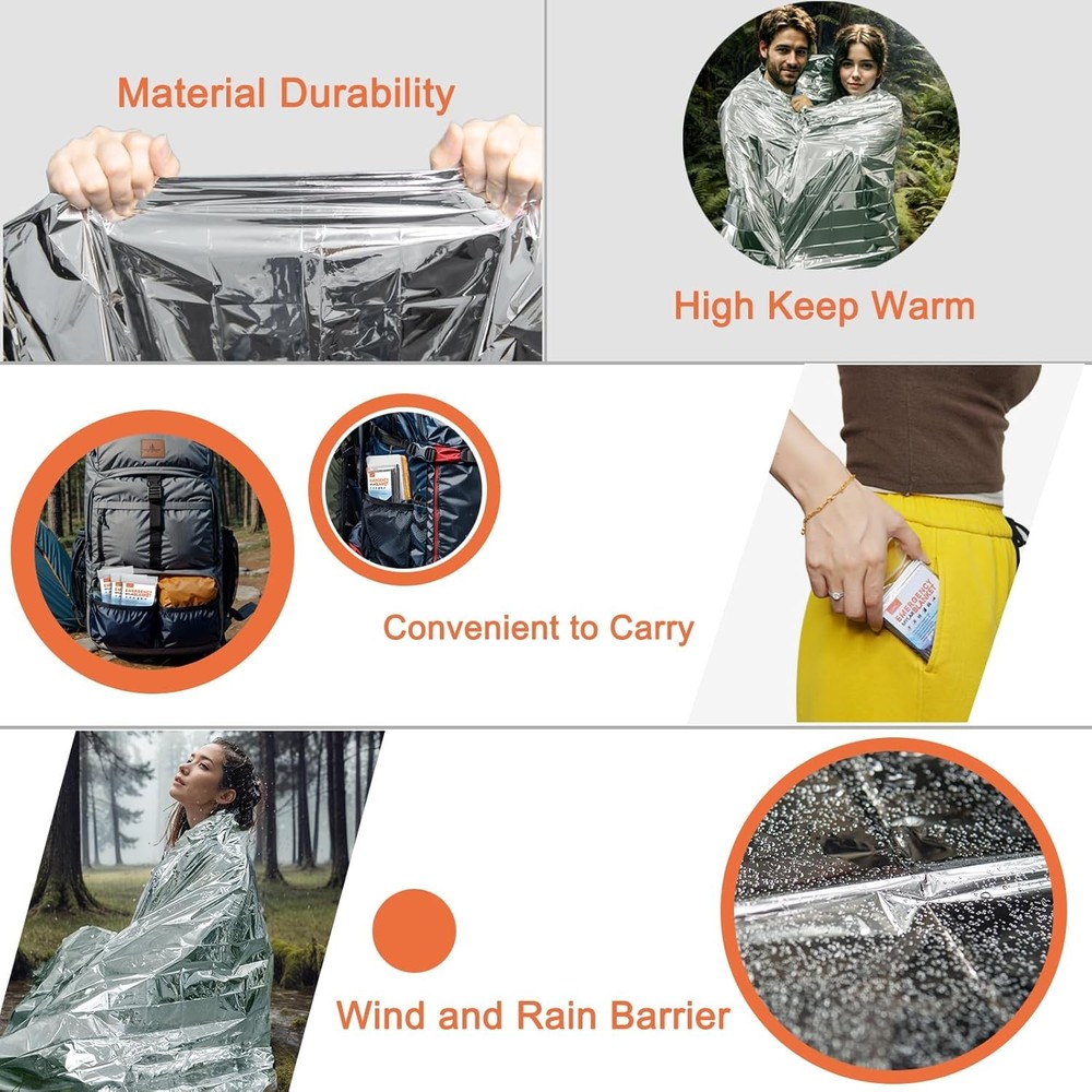 Emergency Mylar Thermal Blankets 4 Pack 82x62