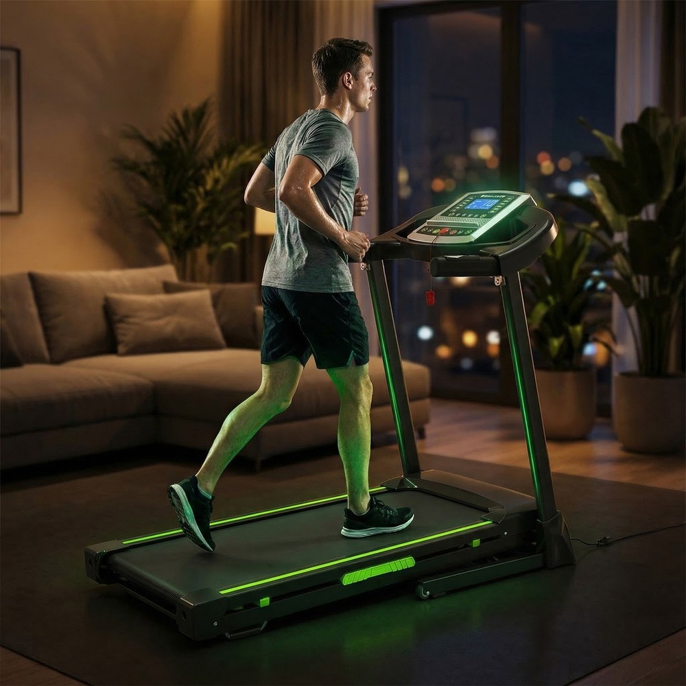 Multi-Functional LED Display Folding Treadmill With APP Tracking 4% Incline