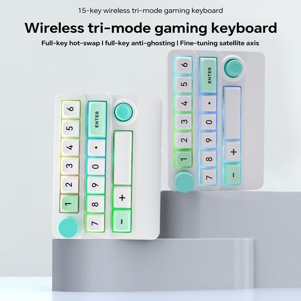 W909 Wireless RGB Mechanical Numeric Keypad, Hot-Swappable, Macro-Programmabl...