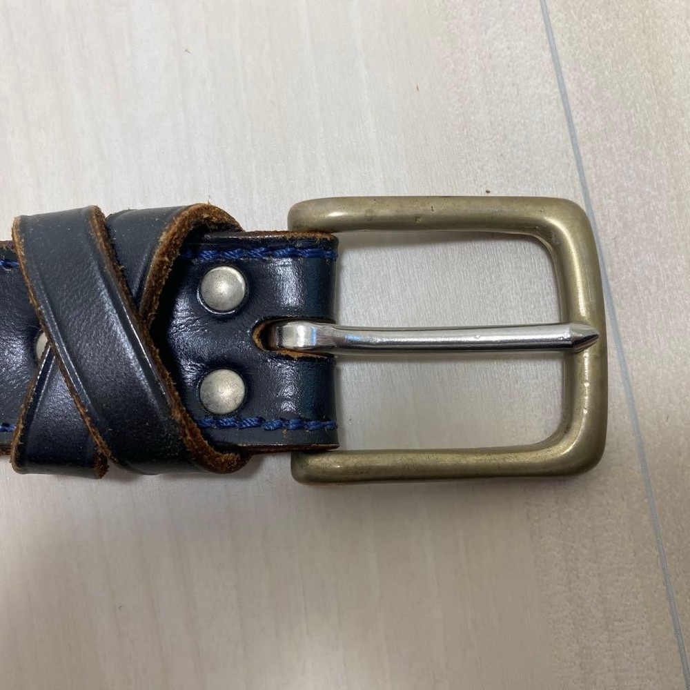 CASH CA Leather Belt Navy Men Authentic EX