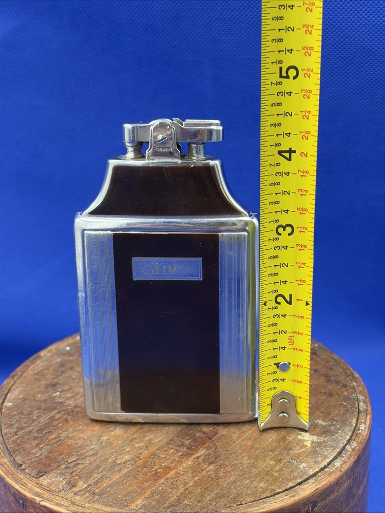 Vtg Ronson Mastercase Art Deco Cigarette Case Lighter Brown & Silver Untested