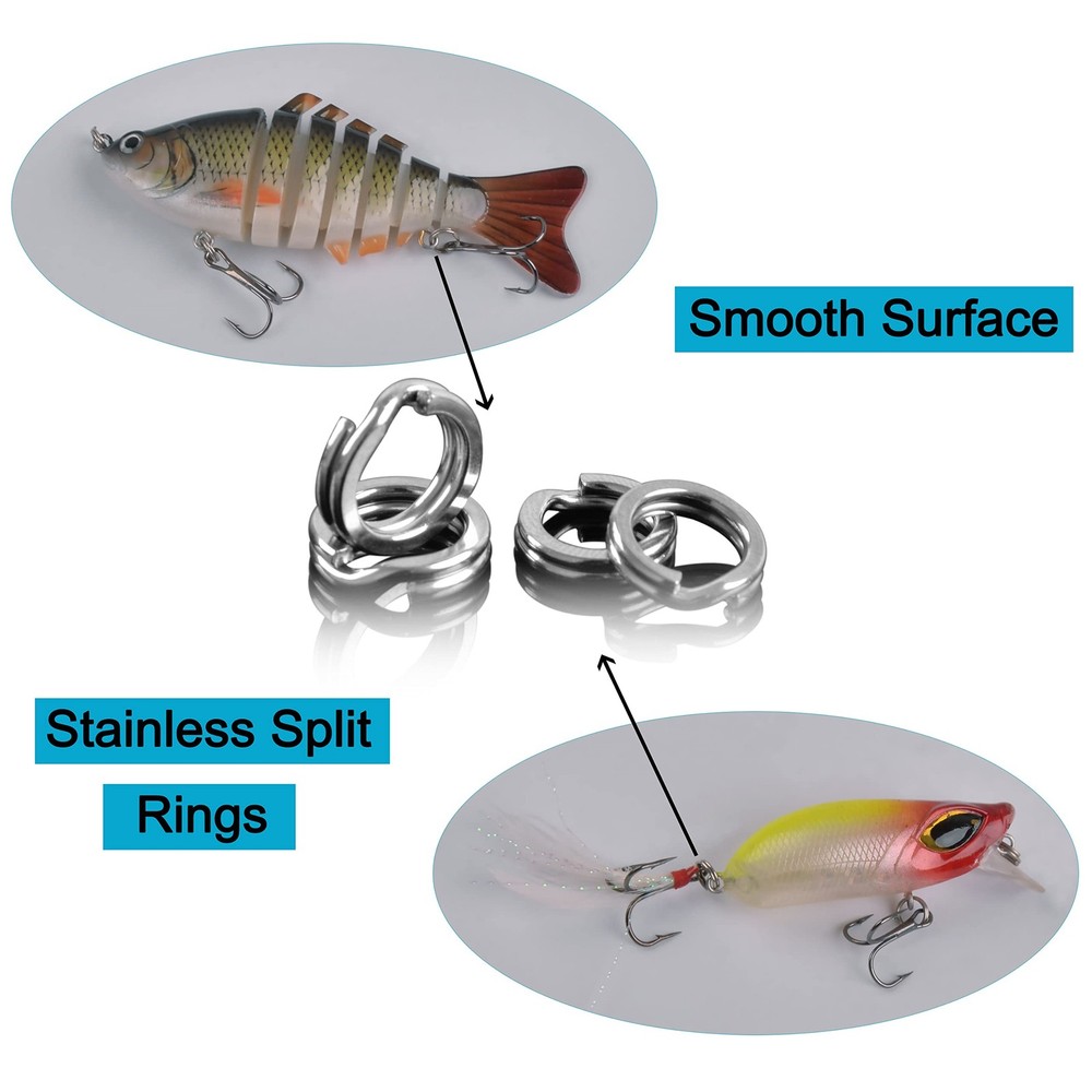 Treble Hooks and Split Rings Kit, 130Pcs Assorted Classic High Medium, black