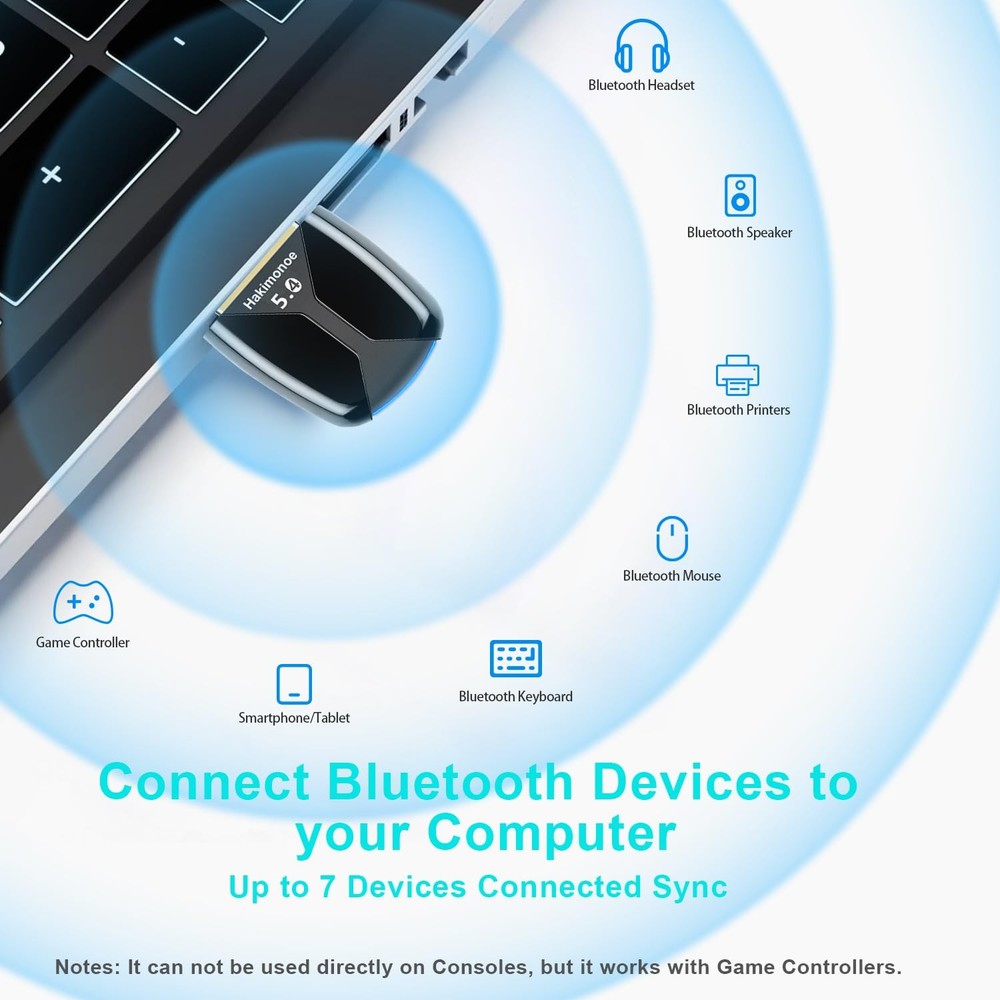 Hakimonoe Upgraded USB Bluetooth 5.4 Adapter for PC, Wireless USB Dongle for ...
