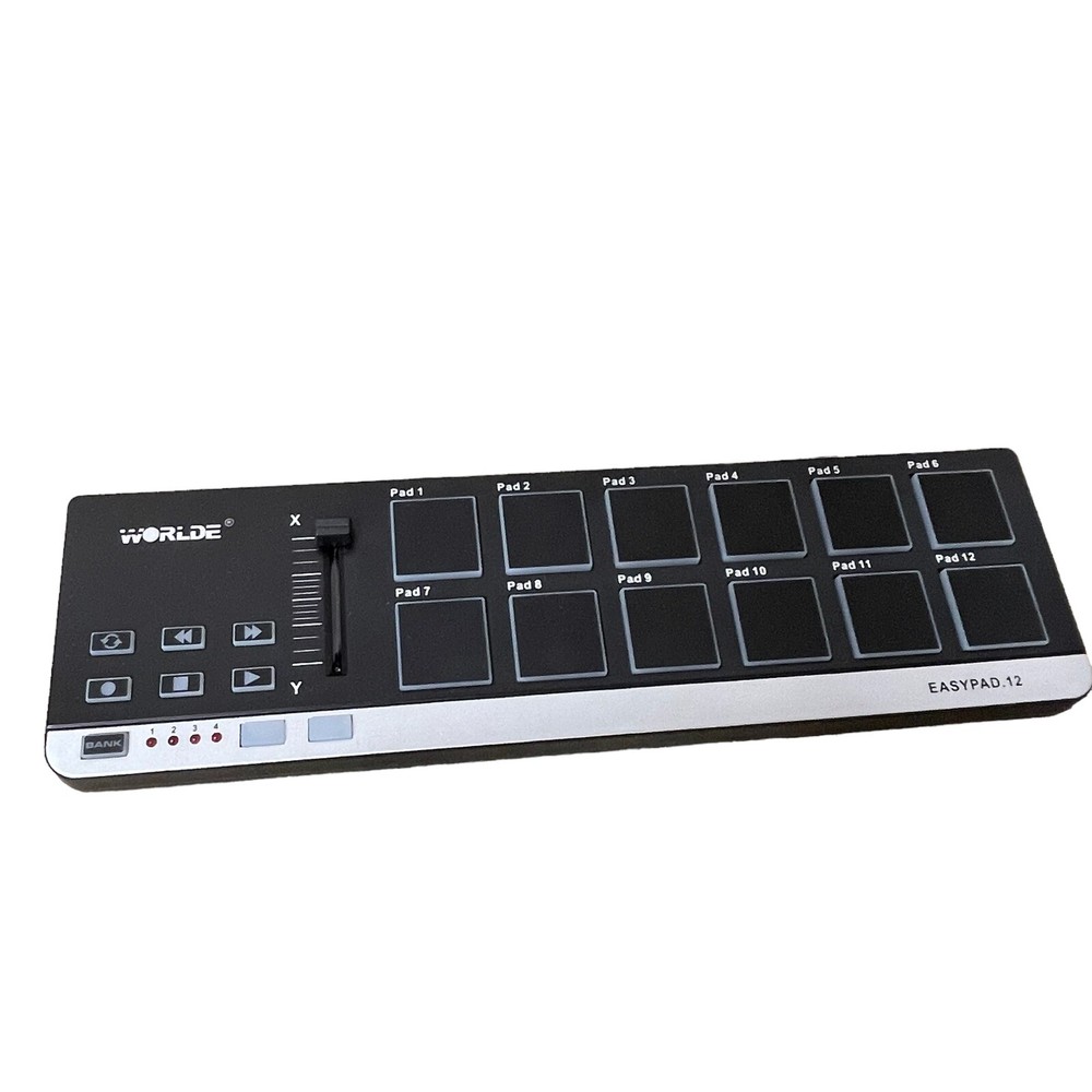 12 Pad MIDI Drum Machine - MIDI Controller Pads and Transport Playback Controls