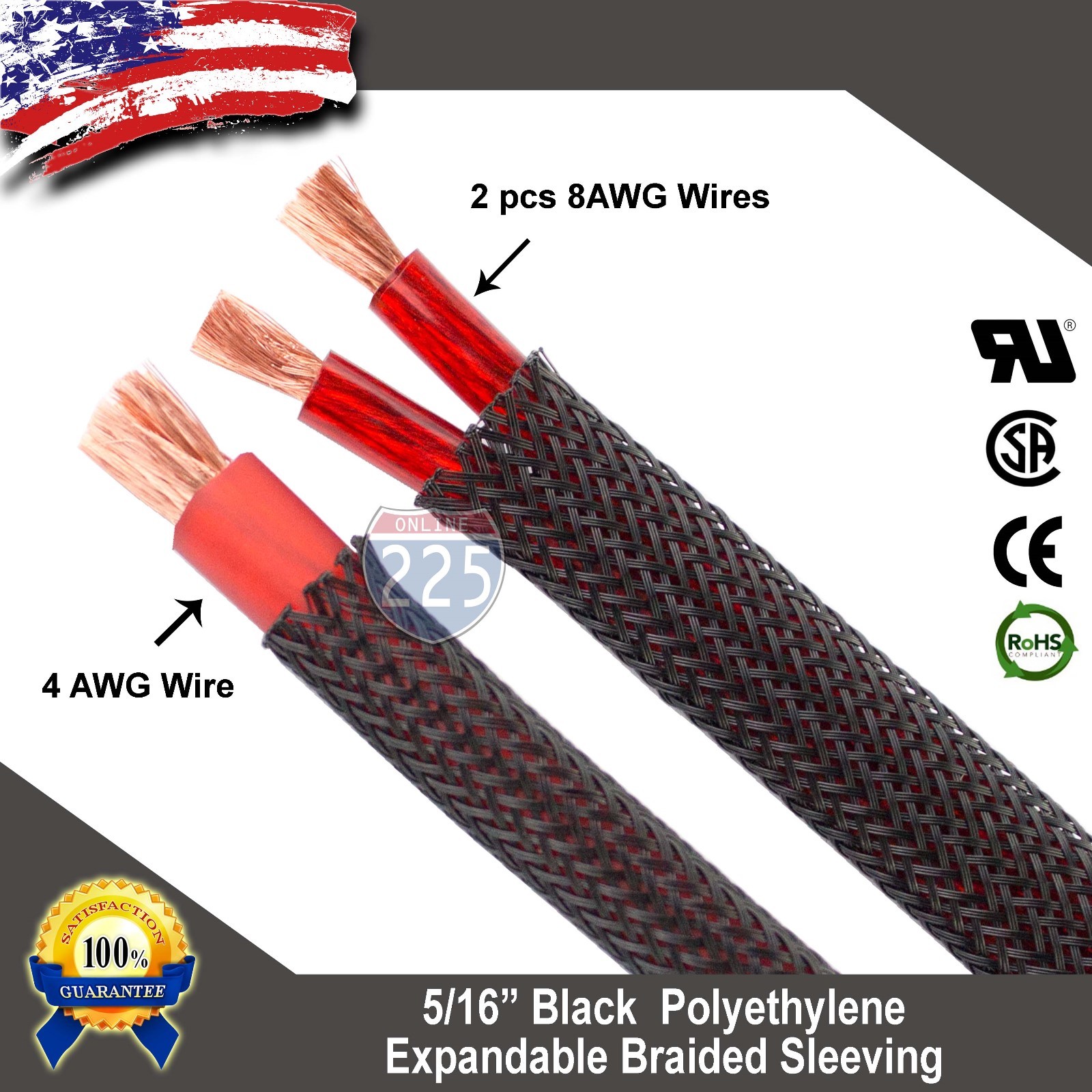 100 FT. 5/16" Black Expandable Wire Cable Sleeving Sheathing Braided Loom Tubing