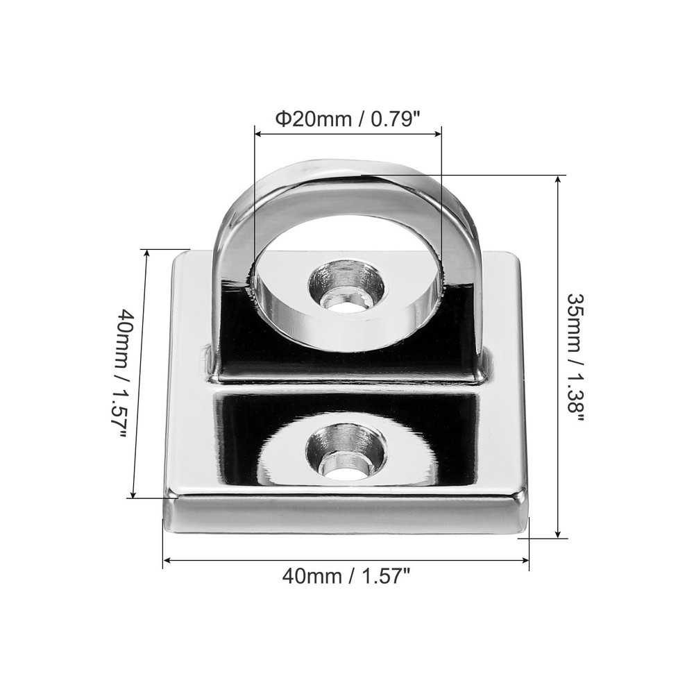 Pad Eye Plate U Hooks Ceiling Hook Wall Mount Loop for Hanging Ropes Silver 2pcs