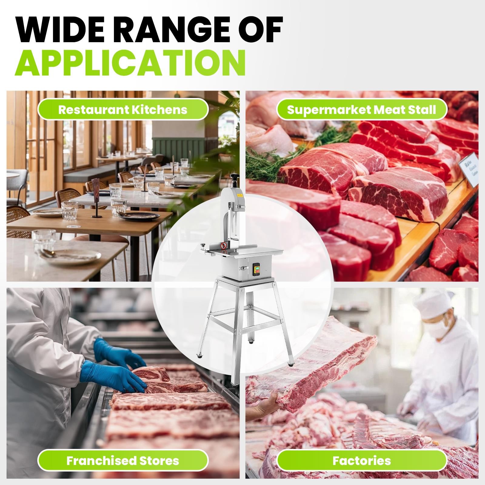 1500W Electric Bone Saw Machine w/Stand,Bone&Meat Bandsaw Machine w/8Sharp Blade