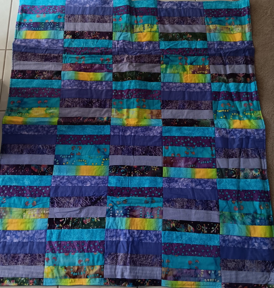 Handmade New Purple and Teal Lap Quilt