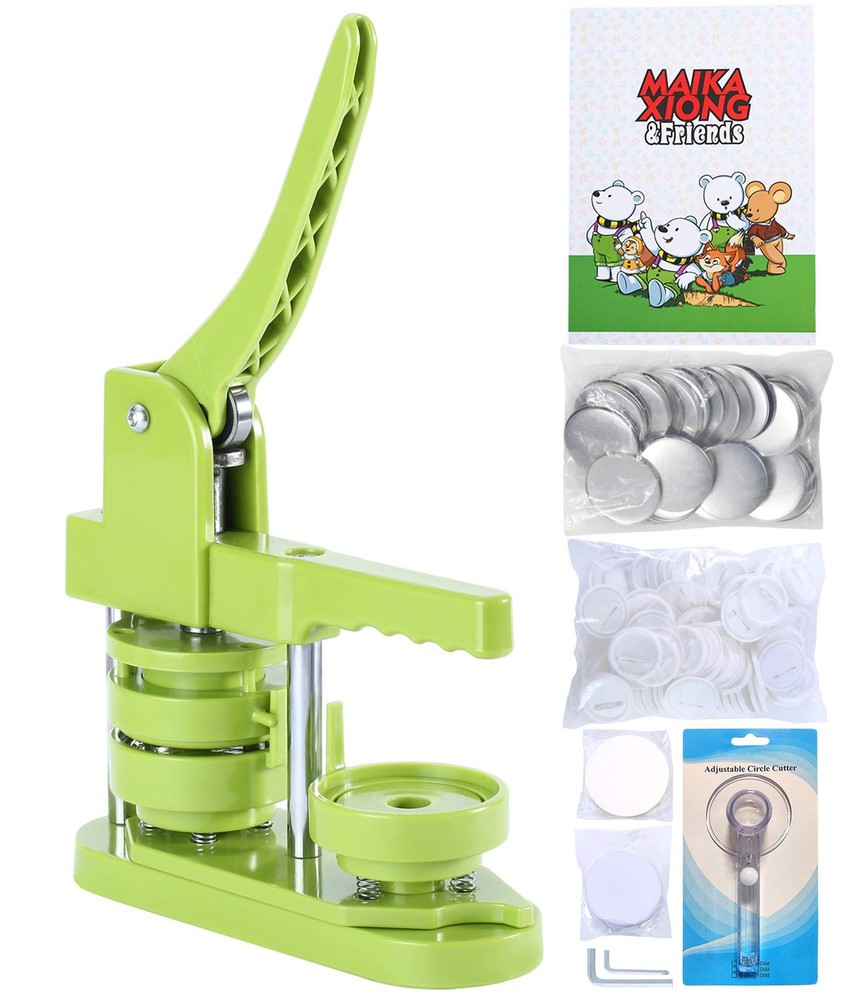 Button Maker Machine 58mm - (3rd Gen) Installation-Free Round - 58 mm, green