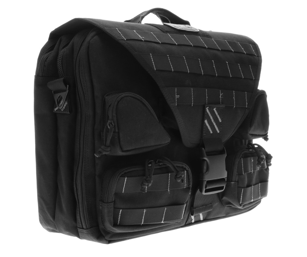 GPS Tactical Briefcase, Fold Over Design, Black 1000D Polyester #GPS-T1350BCB