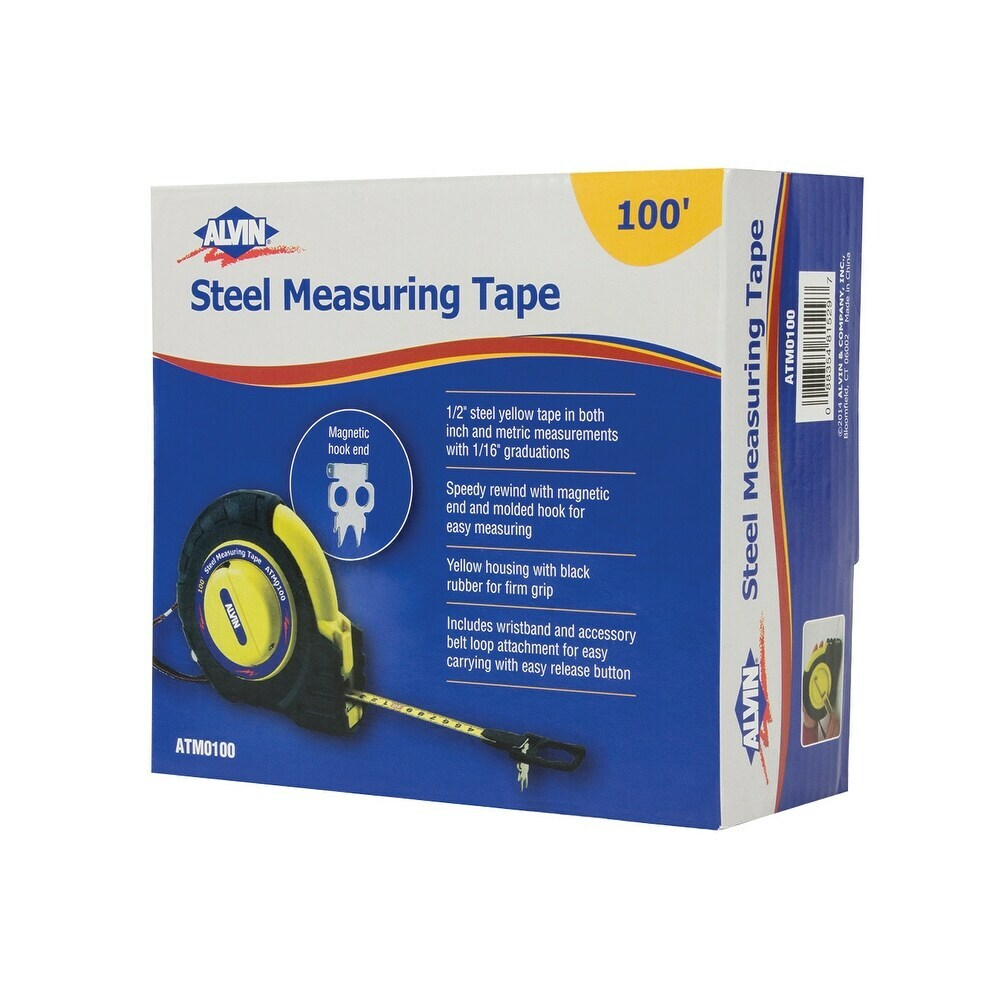 Alvin 100' Speedy Rewind Tape Measure