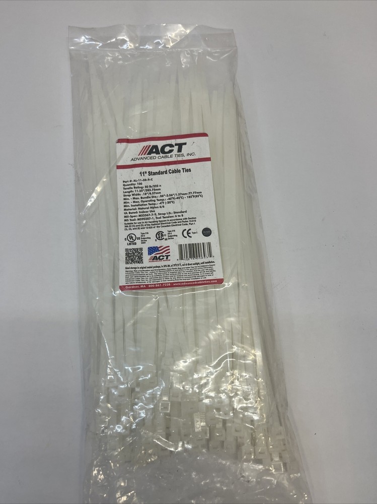 Cable Ties 11" Natural 100 Pcs. Made in USA