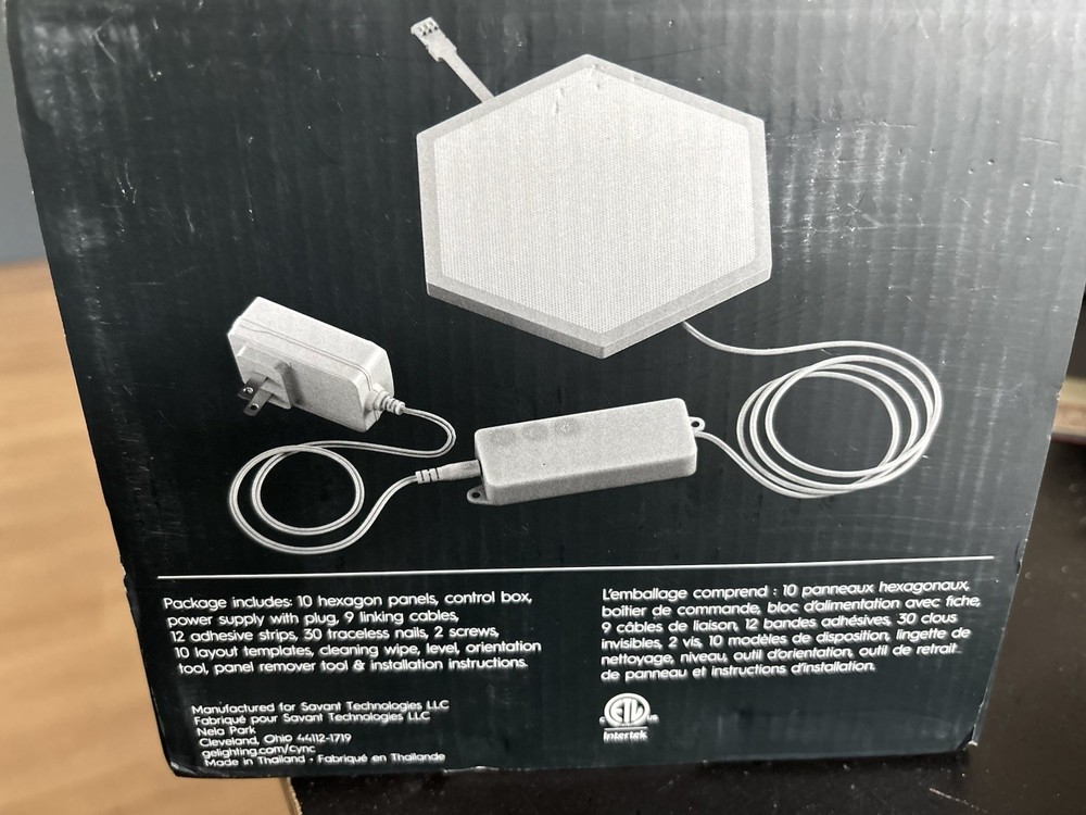 GE 10 pack CYNC Dynamic Effect Smart LED Hexagon Tile Light Panels