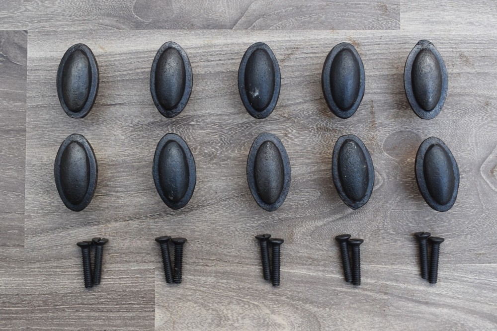Vintage oval shape cast iron cabinet drawer door gate knobs handles pull 10 pcs