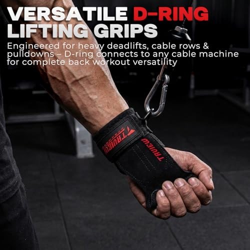 Wrist Straps for Weightlifting With D Ring,Double Layer Leather Wrist Strap