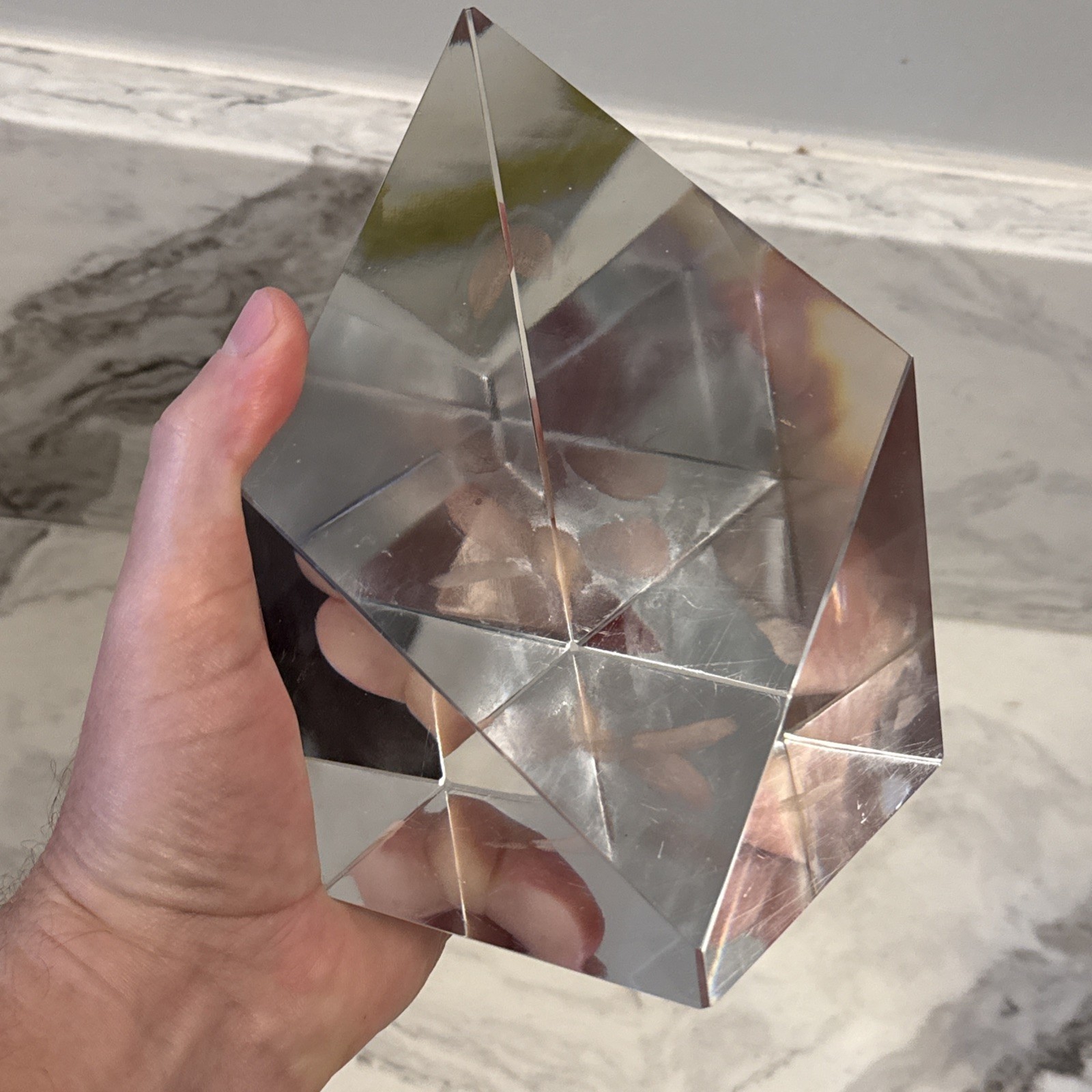 Tiffany & Co Rare Vintage Signed Large Faceted Crystal Sculpture Estate Find