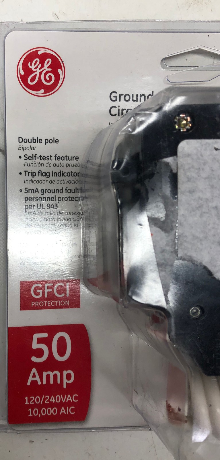 GE 50 AMP 240V Double Pole Ground Fault Breaker with Self Test THQL2150GFT2P