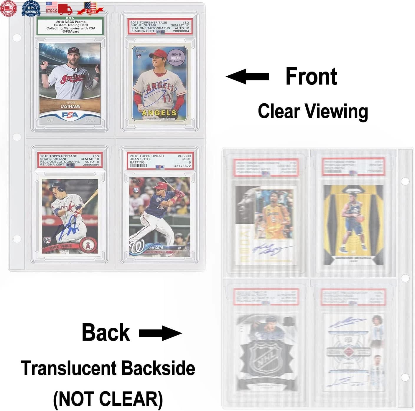 Graded Card Slab Binder Pages for Storage 10 Pages Hold 40 Psa, Bgs, Cgc Car.