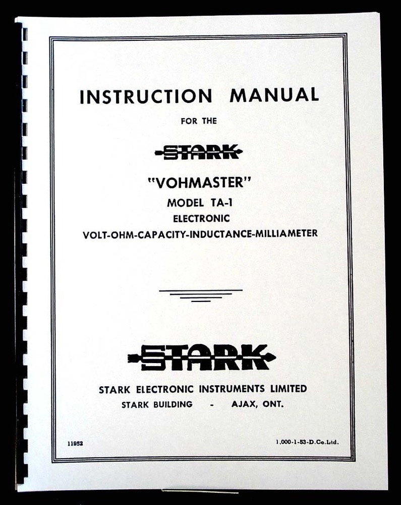 STARK model TA-1 Voltmaster Multimeter Manual