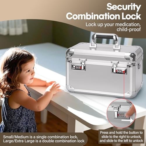 Lockable Aluminum Storage Box with Code - Portable, Durable & Childproof - 17.2"