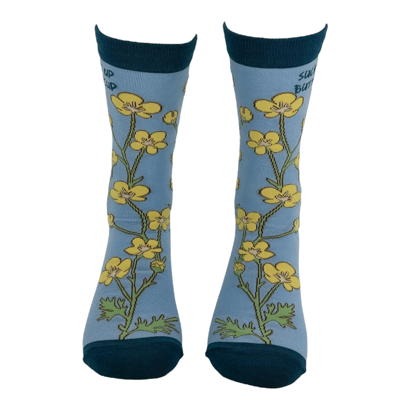 Suck It Up Buttercup Socks Funny Sarcastic Flower Graphic Novelty Footwear for