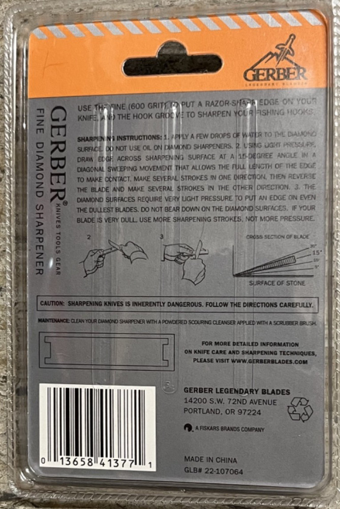Gerber Fine Diamond Sharpener with Nylon Sheath-Compact Size New!