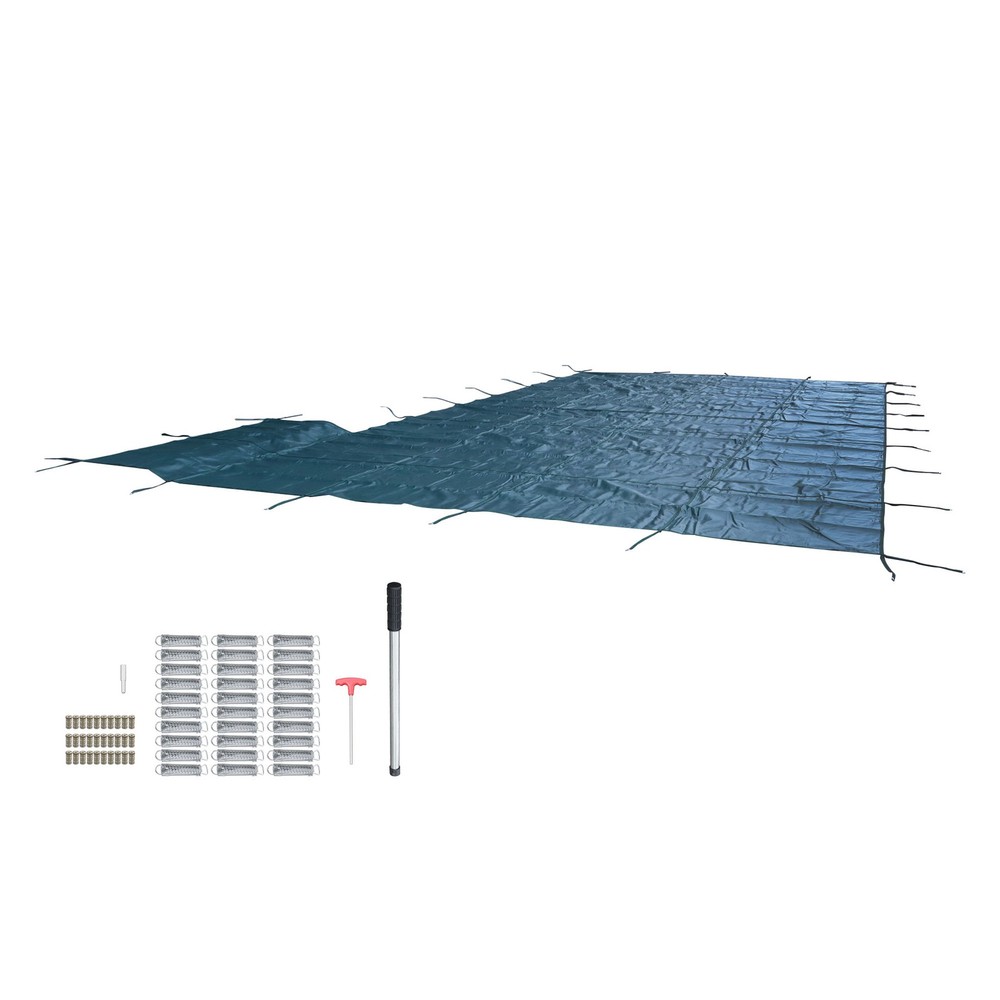 Pool Safety Cover For 20x40ft Rectangular with 4x8ft Center End Step Green Mesh