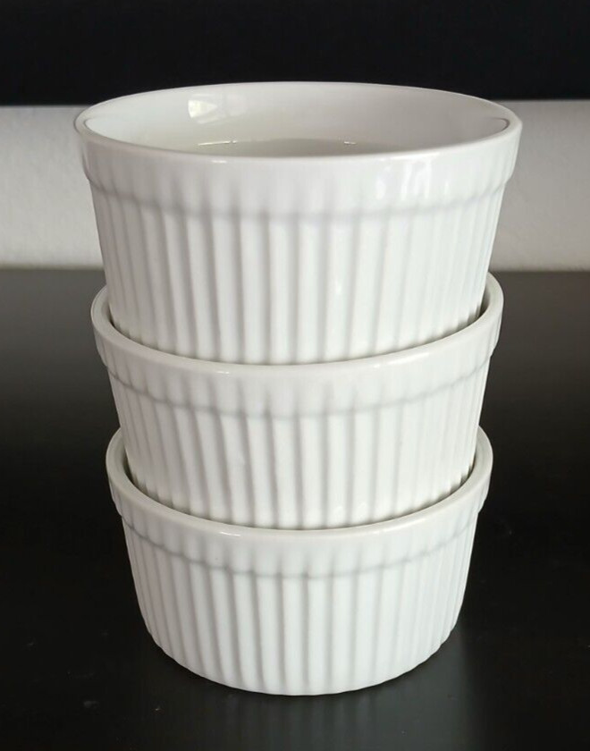 Cordon Bleu Porcelain White Ribbed Ramekin 3.76"