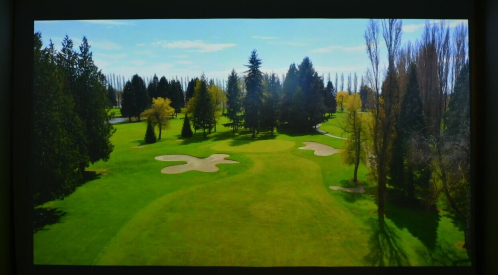 94"W 120"H Motorized Remote Golf Simulator Impact Retractable Screen Pro W pad