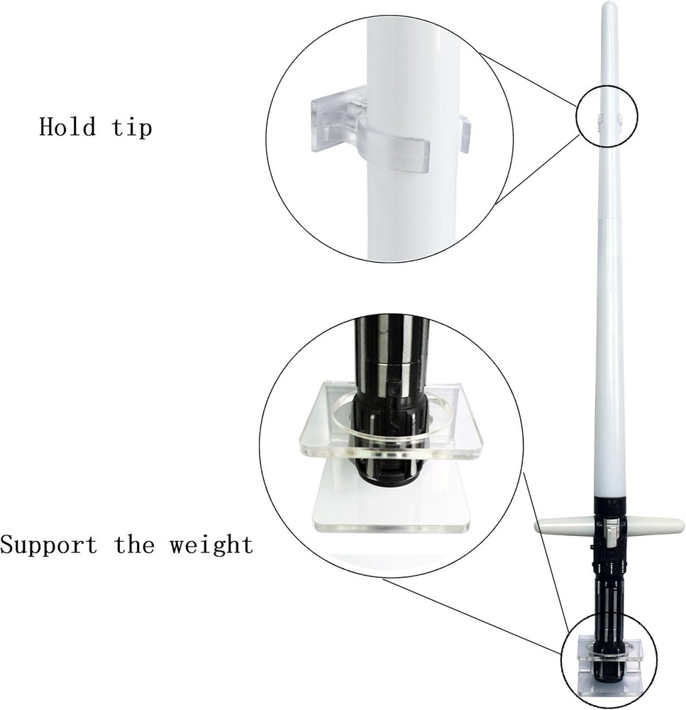 Premium Clear Wall Rack for Lightsaber Display - Includes Installation Hardware