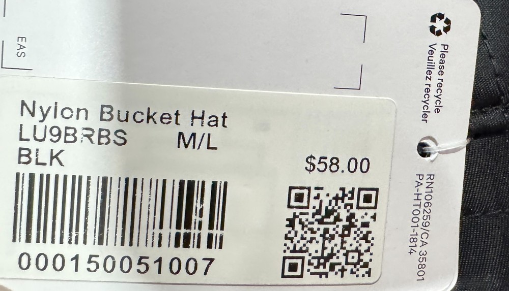 Lululemon Nylon Bucket Hat M/L Black