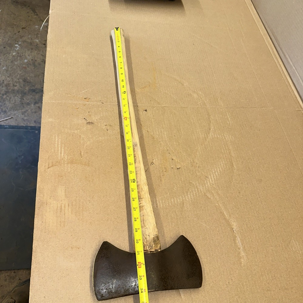 Vintage Double Bit Axe ~ Replacement 34” Handle ~ Head 10”x4-3/4” ~ SHARP!