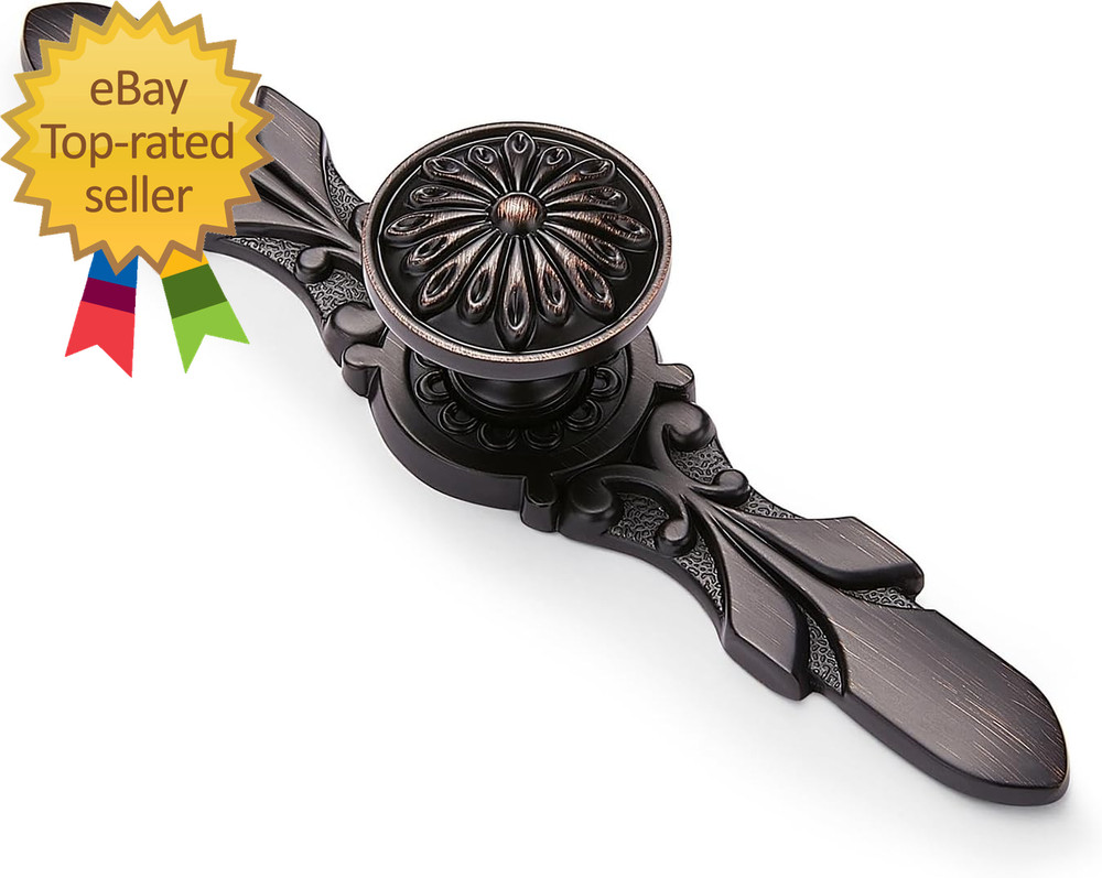 10 Pack Oil Rubbed Bronze Cabinet Pulls Knobs- 1.22" Knob & 5.8" Plate